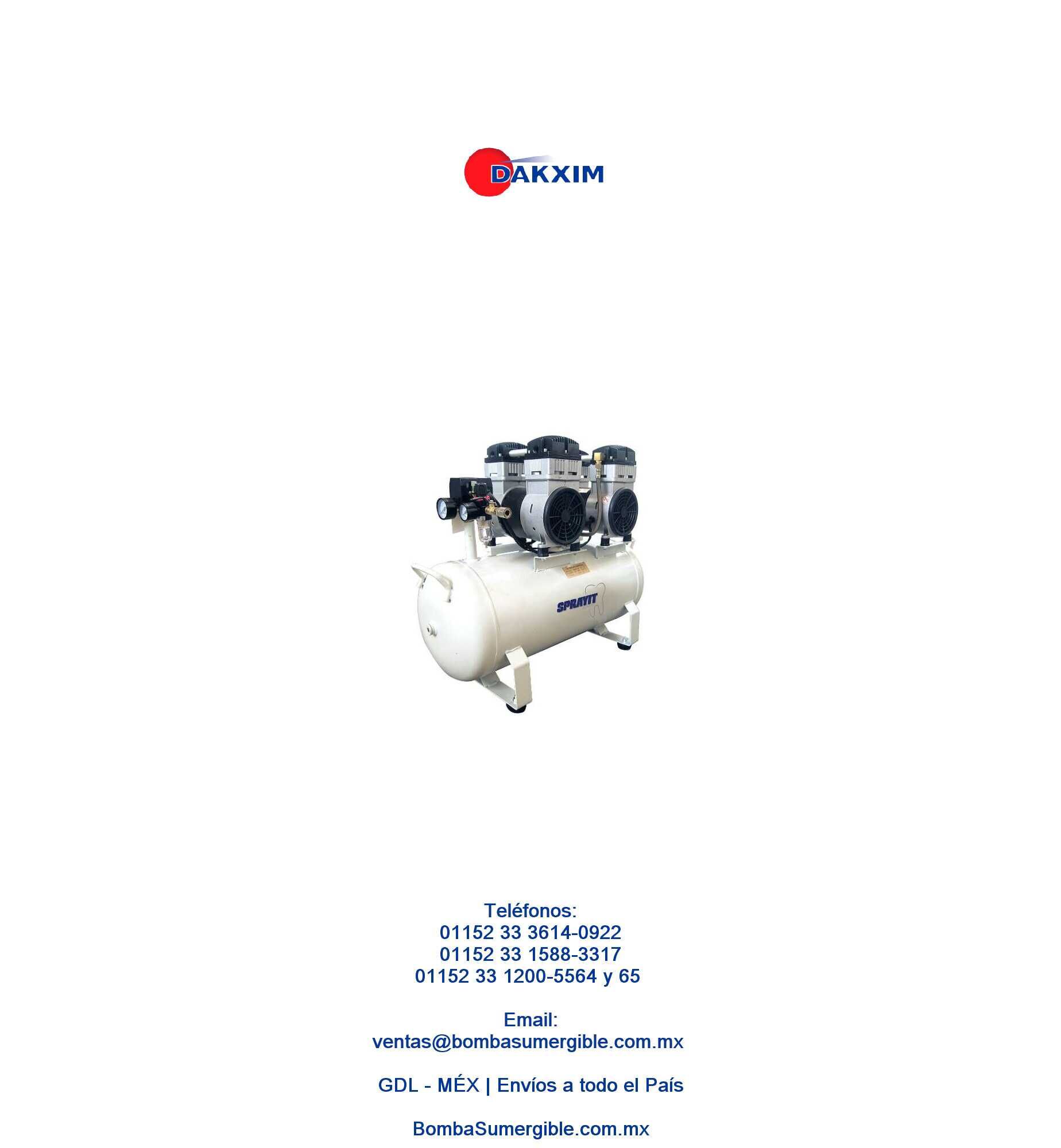 Compresor Dental Silencioso 4 Hp-75 Litros Sprayit Sp20040c $18270 MXN