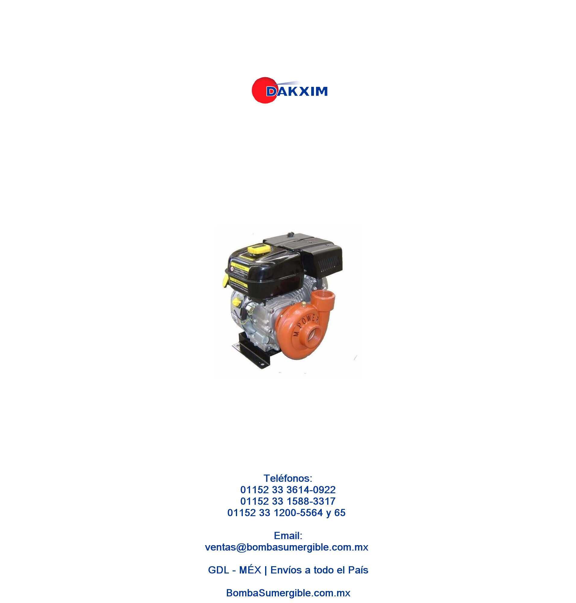 Motobomba Centrifuga Mpower 2 X 2 Pulgadas 5.5 Hp 26 Metros $3754 MXN