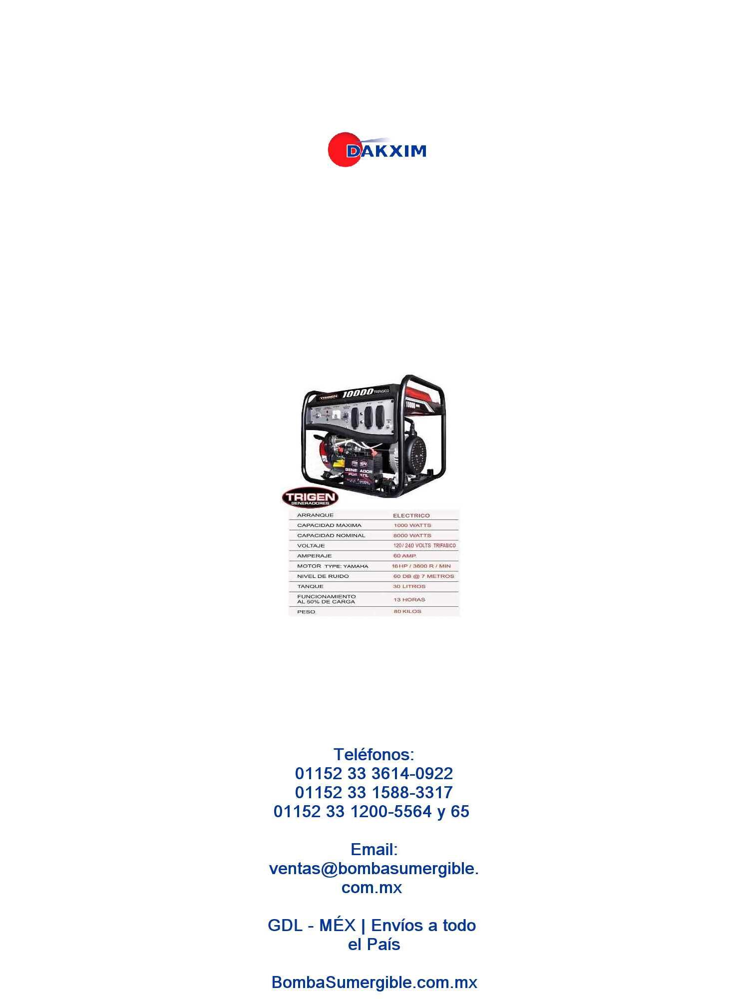 Planta De Luz 10000 Watts Trifasica Trigen