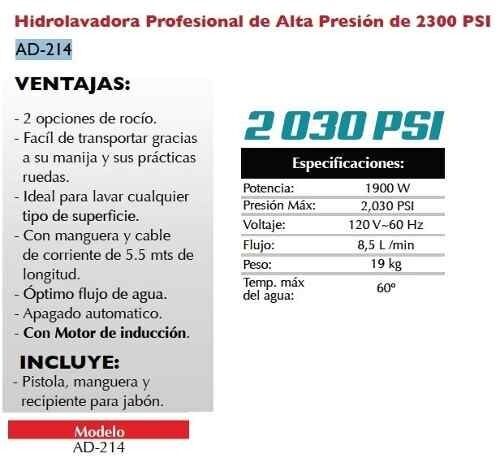250.00 Hidrolavadora