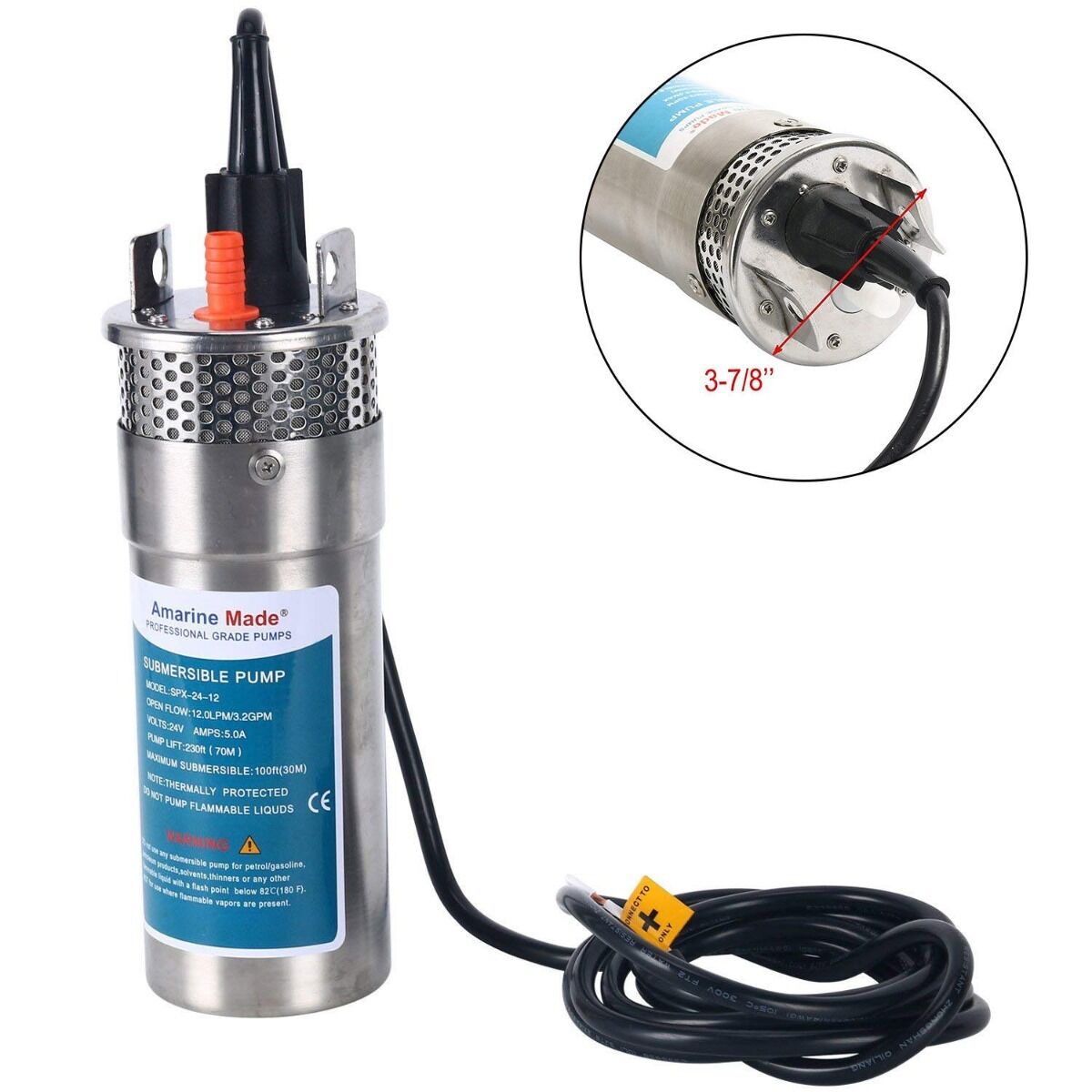 Bomba Sumergible 24v 7300lph Amarine 70m 120w Diafrag Solar